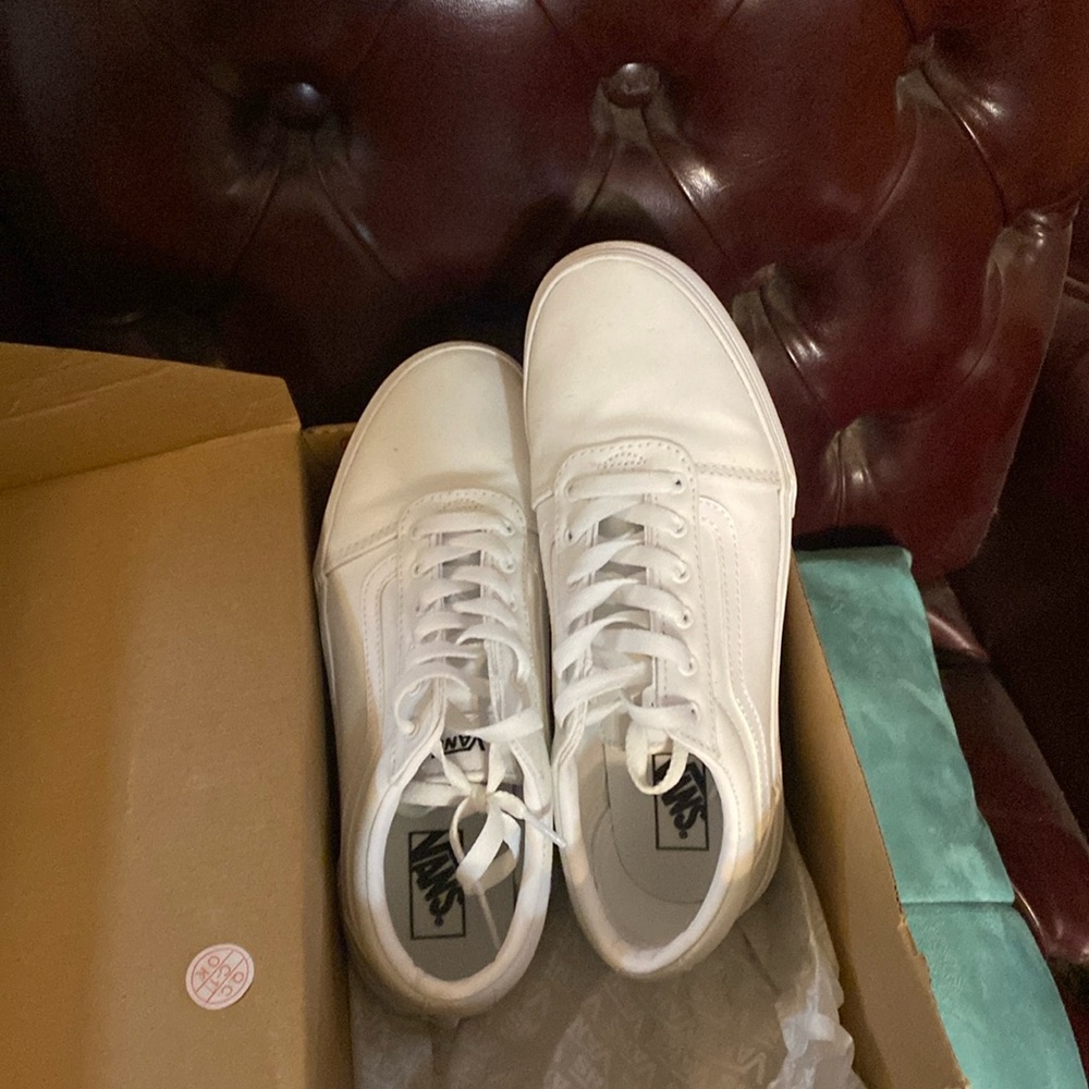 White platform vans good condition